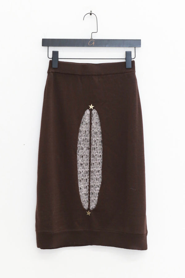 NAN KNITS 25 Autumn and Winter Hollow Cable Star Pullover/Skirt NAN-N25AWSK08BRO-ZONG Brown Skirt (N25AWJUM11WHI)